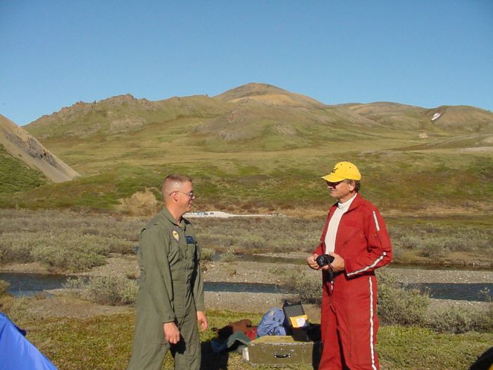 CW2 Gene Frazier and Dr. Gangloff discuss the mission.