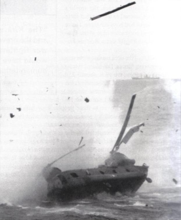 As Saigon fell, Ba Nguyen, a Vietnamese pilot, gathered his family and his comrades in his helicopter and flew away from the city. The only direction to go was out to sea. He was running out of fuel when he spotted a solitary ship below. It was the USS KIRK. Once the passengers were out of the big Chinook, the co-pilot jumped to the deck. But now the pilot was running out of fuel and surrounded by flat, blue ocean. He flew about 60 yards from the USS KIRK. The sailors aboard could see the pilot in the cockpit taking off his clothes as he hovered the aircraft. They watched as he leaned the helicopter to the left and jumped out the right-hand side into the water. He was rescued from the sea and survived.