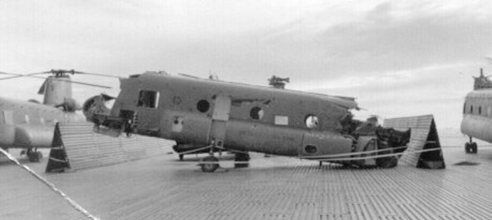 CH-47A Chinook helicopter 66-19006 after the crash in the Republic of Vietnam, 26 December 1967.