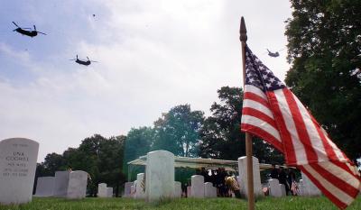 CH-47D Chinook helicopters in the Missing Man formation.