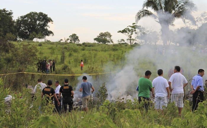 The remains of N241CH at the crash site in Peru.