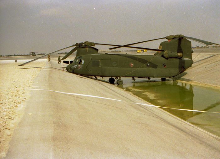 CH-47D Chinook helicopter in the ditch in Saudi Arabia.