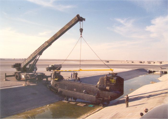 CH-47D Chinook helicopter in the ditch in Saudi Arabia.