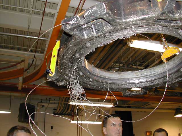 Boeing CH-47D Chinook 91-00233 at the accident site showing the damage caused by the swashplate failure.