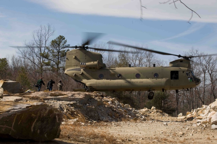 24 February 2009: CH-47F Chinook helicopter 04-08717 operating at an unknown location near Simmons Army Airfield (KFBG), Fort Bragg, North Carolina.