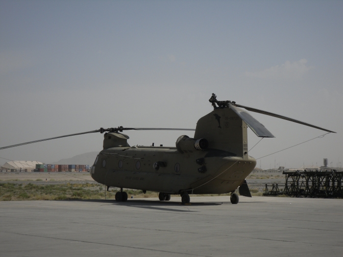 13 June 2009: 06-08720 on the flight line after the aft droop failure.