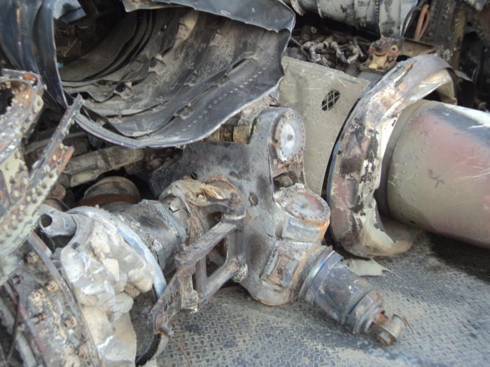 The remains of CH-47F Chinook helicopter 08-08044 after it was removed from the crash site to Forward Operating Base (FOB) Fenty in August 2011.