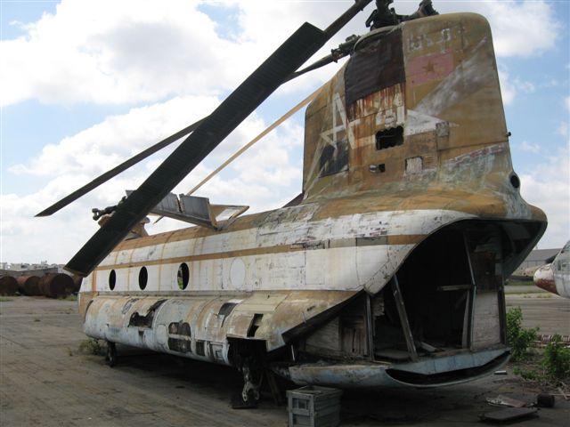 Derelict CH-47A Chinook helicopter in Vietnam.