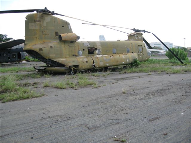 Derelict CH-47A Chinook helicopter in Vietnam.