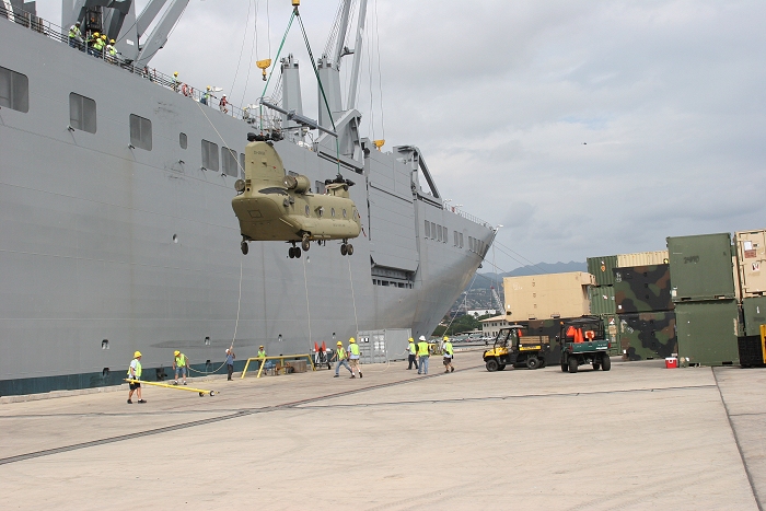 18 November 2010: Number three to the dock was CH-47F Chinook helicopter 09-08066.