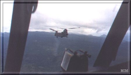 The Flippers arrival into the mountainous countryside around Soto Cano Air Base, looking west.