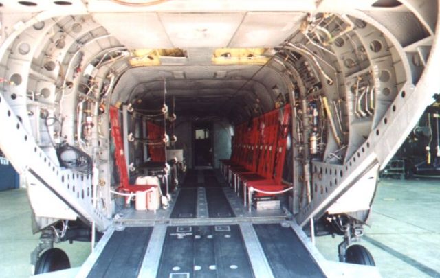 Boeing CH-47D Chinook - A view up the ramp of Flipper 85-24353.